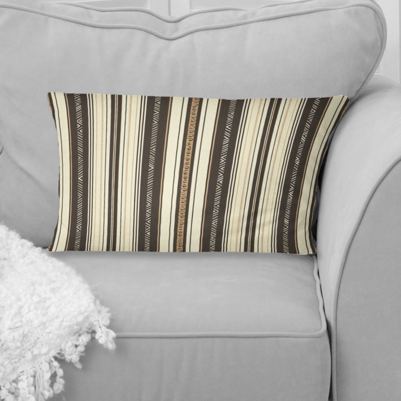 Coussin brun et blanc à fines rayures II - Modern