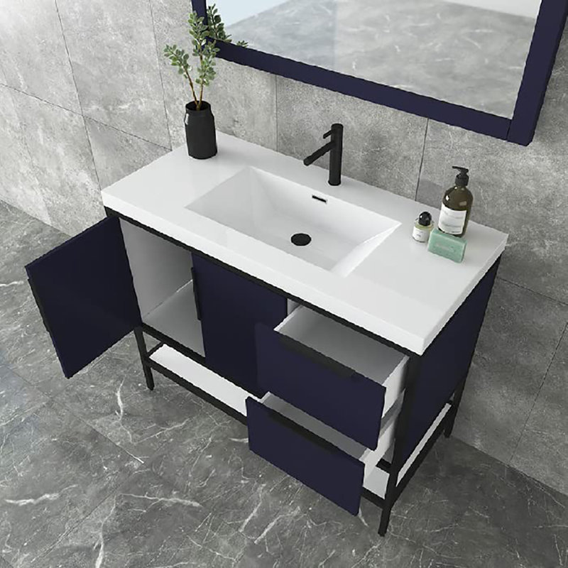 Ensemble de meuble-lavabo simple l 42,19 po, Bleu nuit brillant