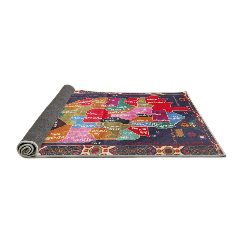 Tapis bleu / orange, Rond 7 pi