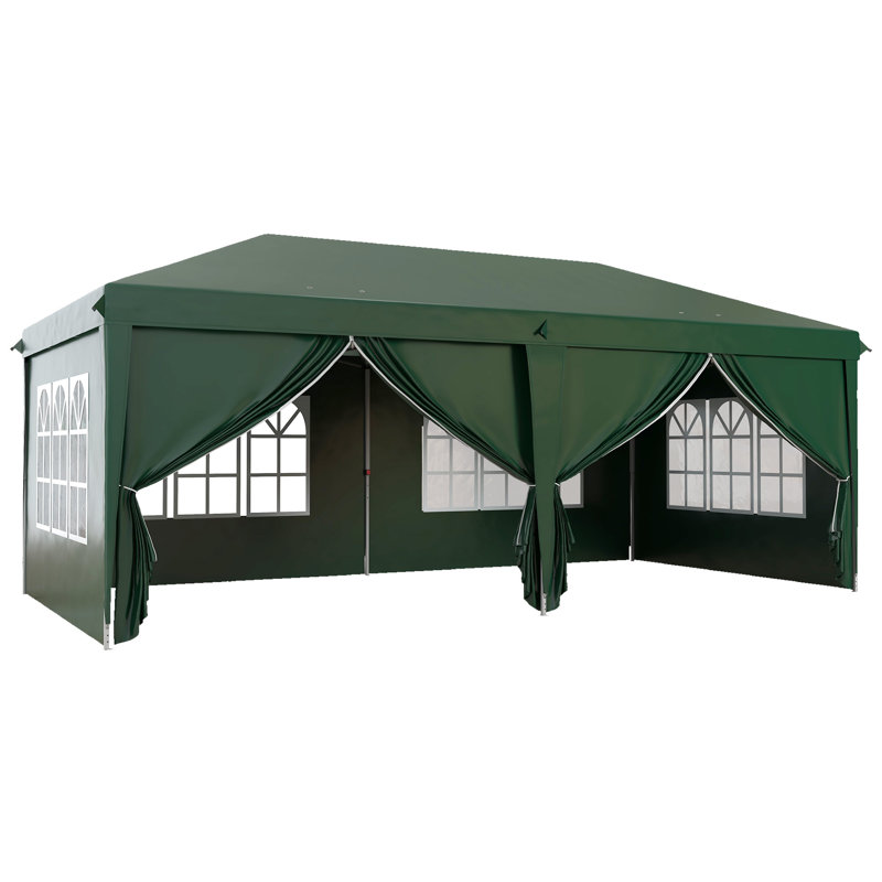 Outsunny 3 x 6 m Garden Pop Up Gazebo with Sidewalls Water Resistant, Green