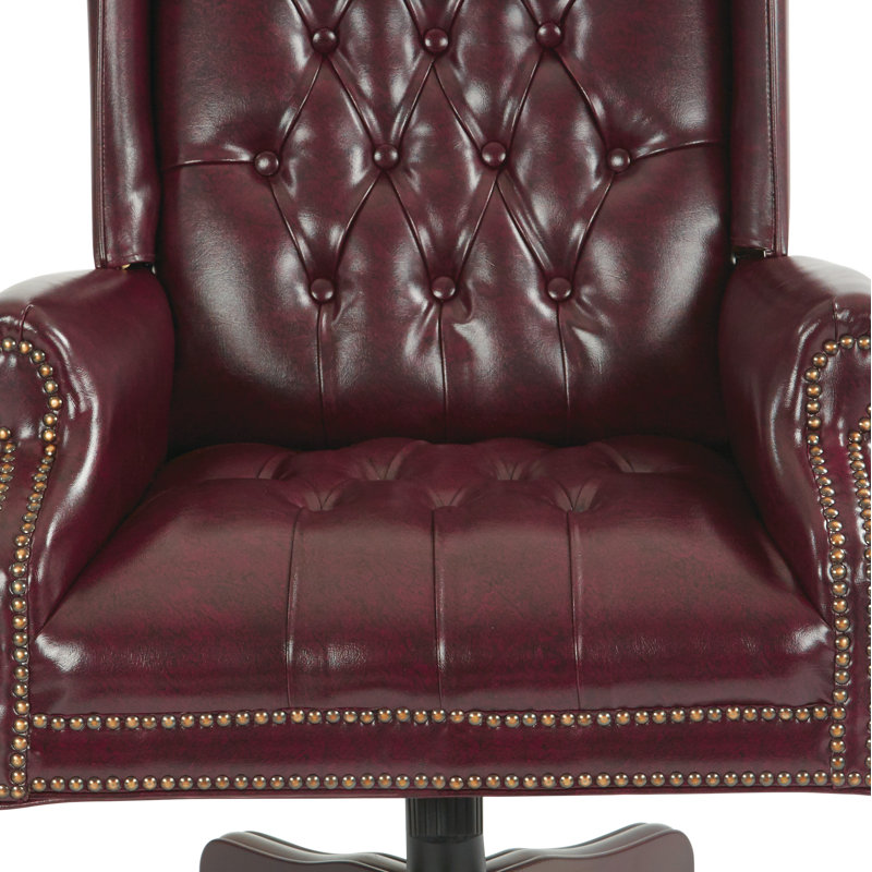 Brown High Back Executive Swivel Chair with Mahogany Base