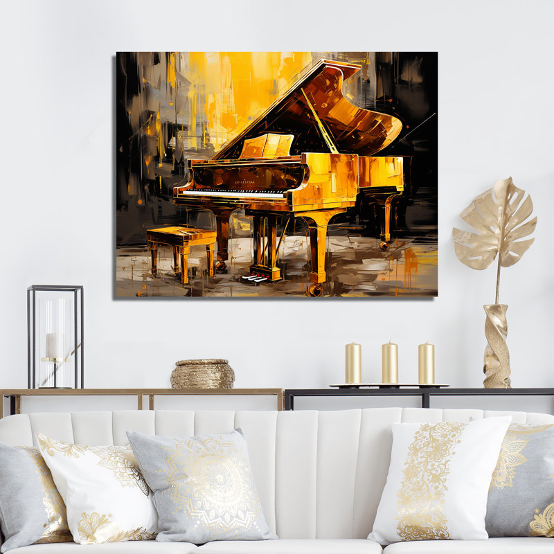 «Black and Yellow Piano Jazzed Keys II», reproduction sur toile, Toile tendue, H 30 po x l 40 po x P 1,5 po