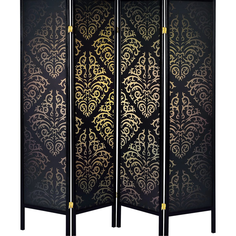 4 barrières pliantes définissant la vie privée noires - aspect traditionnel avec écran fascinant 69,86 po x 69,5 po x 0,7 po