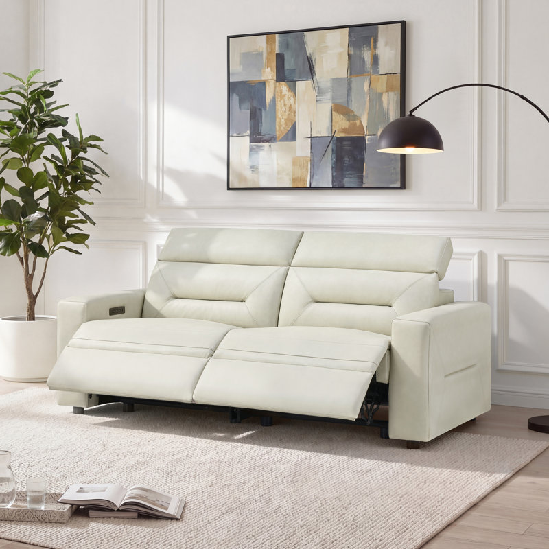 Canapé modulaire inclinable électrique 81 po avec dégagement mural et hauteur réglable 81 po, Gris crémeux