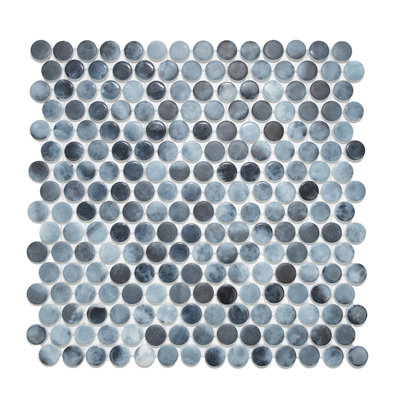 Carreau de mosaïque rond en verre 12 po x 12 po Eterna Penny