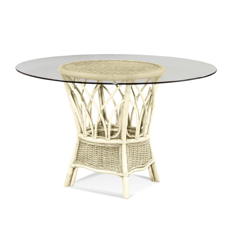 Everglade Round Glass Dining Table, Bisque, 29.5" H x 48" W x 48" L