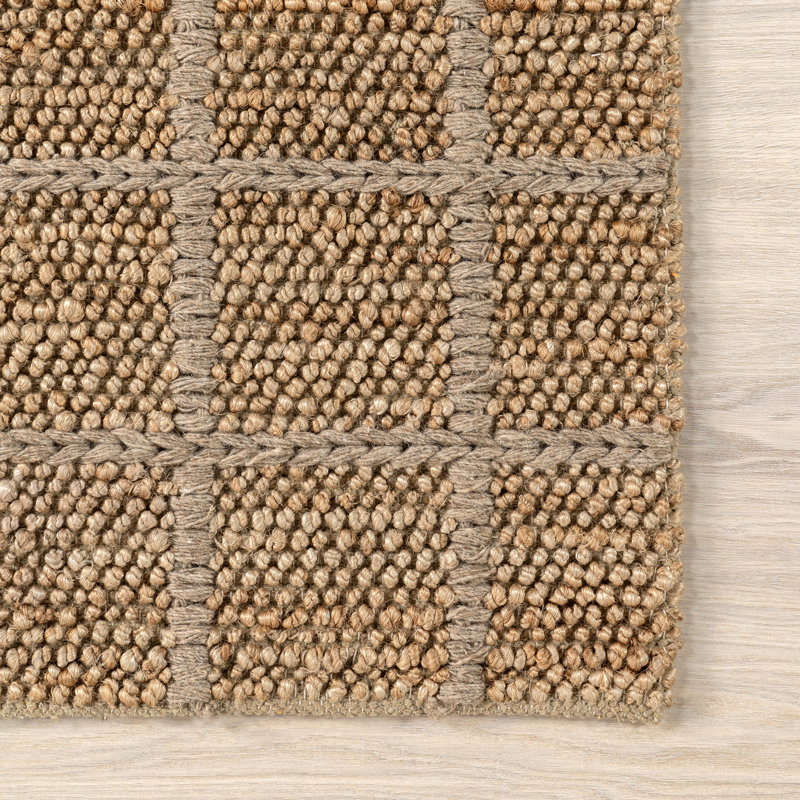 Penni Checked Jute and Wool Area Rug, Rectangle 4' x 6'