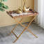 Table-plateau 23,5 po x 15,5 po x 24 po en MDF brun avec motif de cygne blanc et base en fer