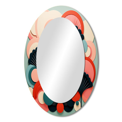 Art Deco Marine Coral Marvel I - Animals Oval Decorative Mirror On Metal