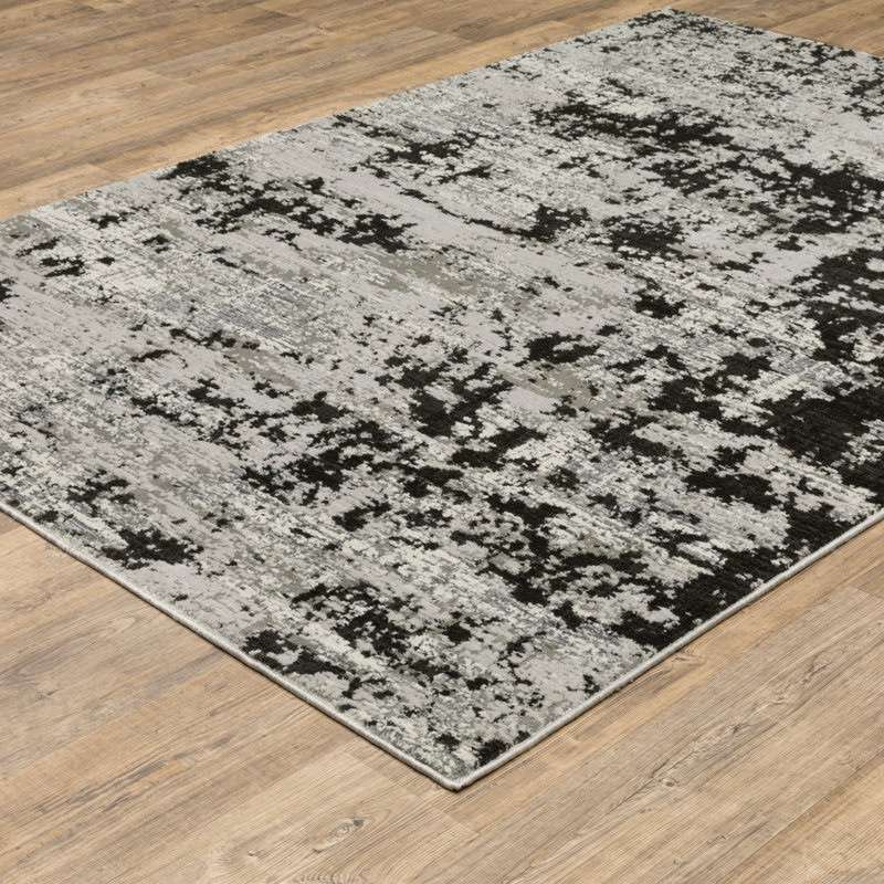 Tapis gris / noir Belinda, Rectangle 3 pi 3 po x 5 pi
