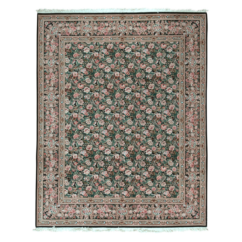 High-Quality Hand-Knotted Black Area Rug