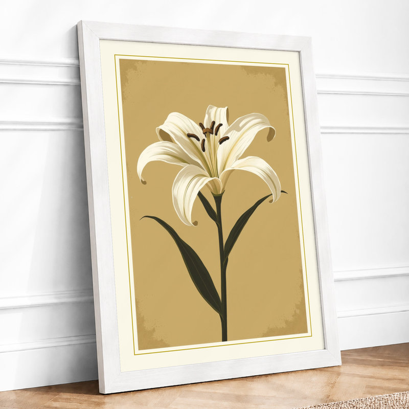 White Lily Study Botanical - Print, A3 - 42.0 x 29.7 cm, White