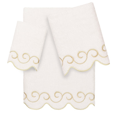  100% Turkish Cotton SIMPLICITY Scallop 3PC Embellished Towel Set