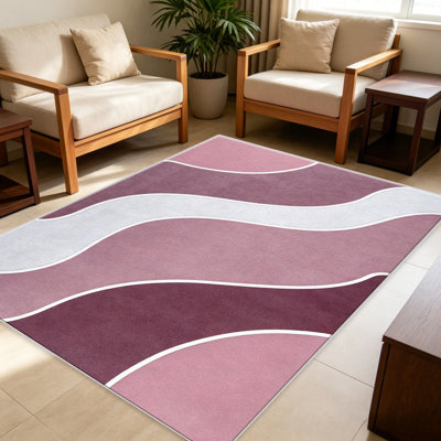 Tapis Blush Abstract Wave pour le salon, doux et confortable, convient à toutes les saisons, facile à entretenir, tapis de sol intérieur lavable à la machine, sous la table de ferme convenant à la chambre à coucher, à la salle à manger, au bureau, au balcon, au patio de décoration intérieure