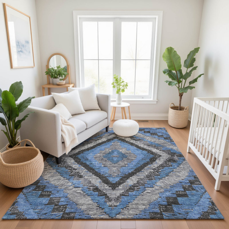 Premium Machine Washable Mayfield AMF1890 Aztec Rug, Rectangle 2'6" x 3'10"