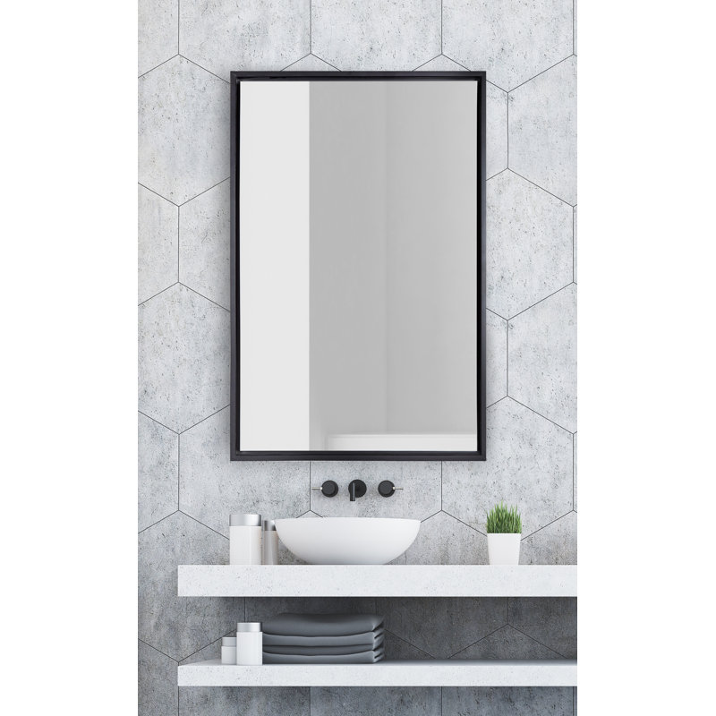 Miroir décoratif moderne et contemporain Abhilash, 36 po x 24 po, Noir
