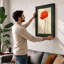 Single Red Poppy Botanical - Framed Print-873623623-873623616