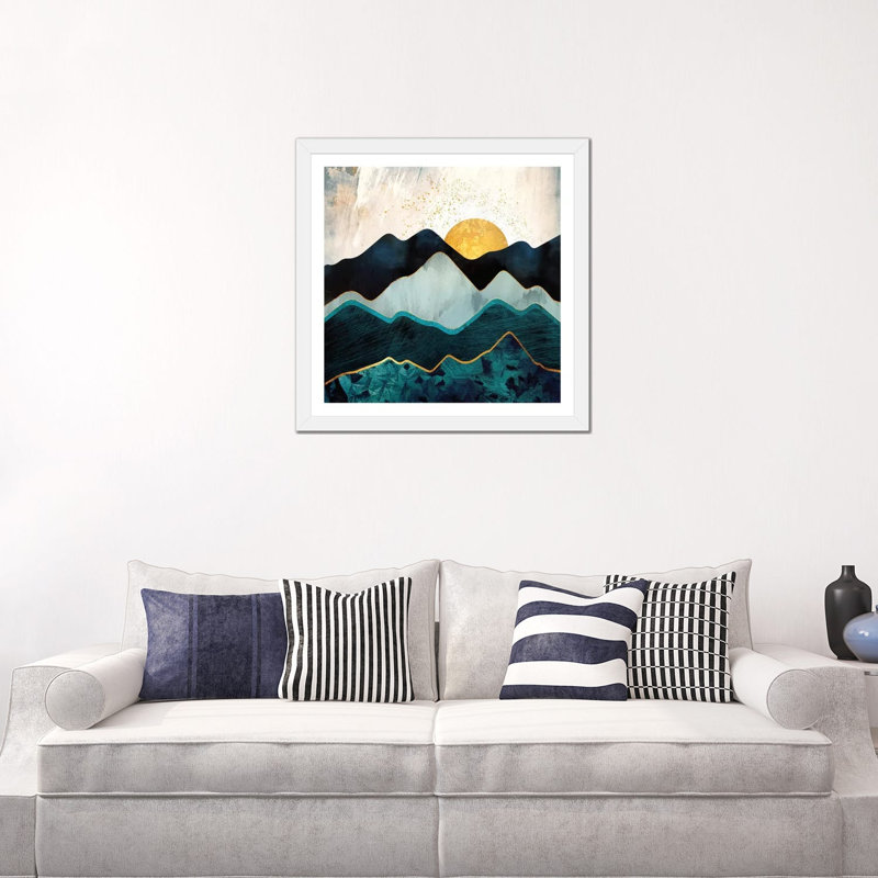 Glacial Hills - impression d'art graphique, 24" H x 24" W x 1" D, Blanc, White Framed Paper