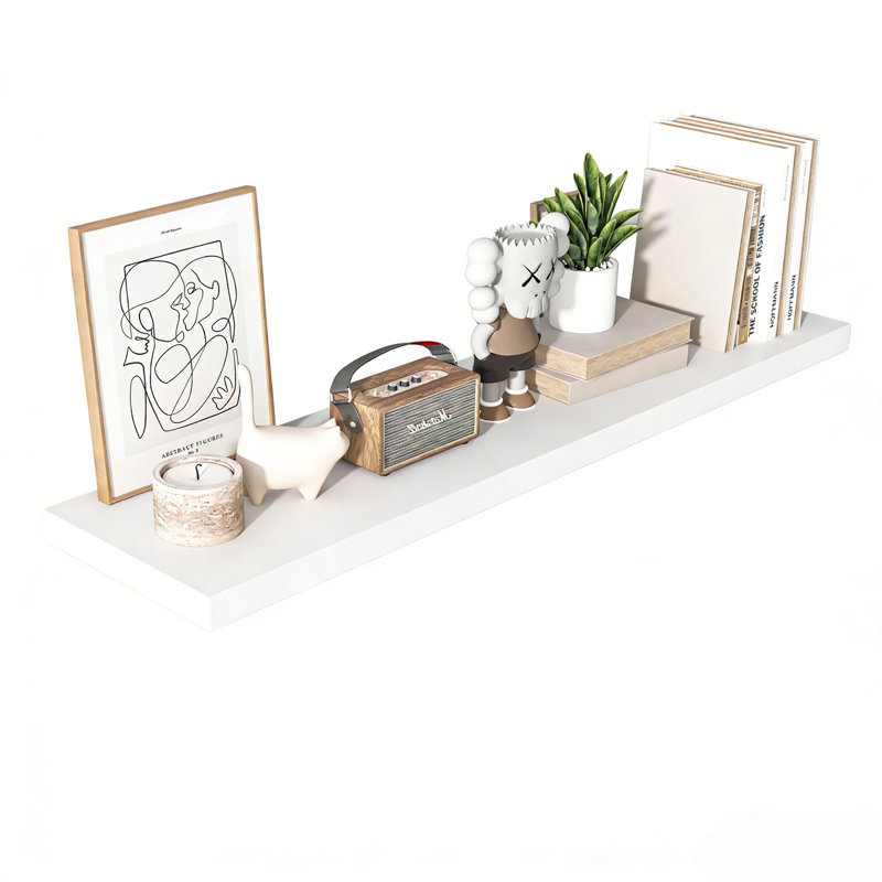  12 Inch Deep Floating Shelf, 48 x12 Inch Large Wall Mounted Shelf for Kitchen, Bathroom, Living Room, White (1 Pack), White
