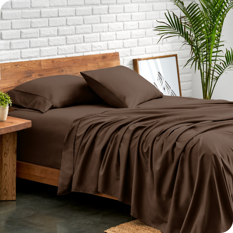 Bare Home Ultra-Soft Microfiber Sheet Set, Queen Sheet Set + 1 Fitted Sheet + 2 Pillowcases, Cocoa