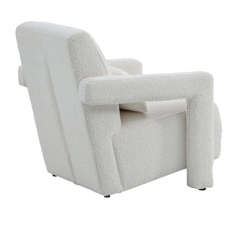 Fauteuil d'appoint en crème vanille Boucle - forme cubique avec dossier ouvert