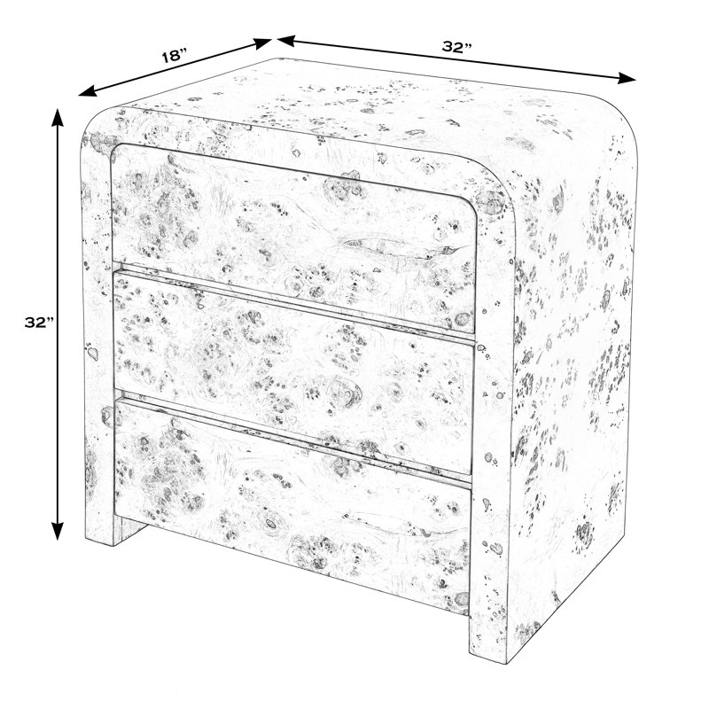 Cora 3 Drawer Curved Chest