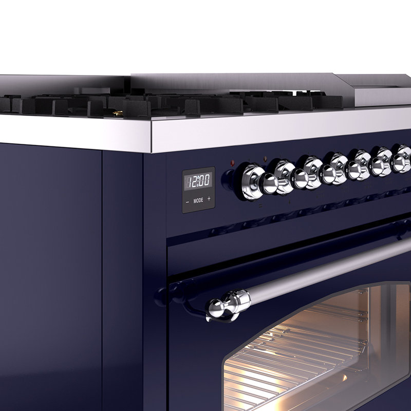 ILVE Nostalgie II 48 Dual Fuel Range , Midnight Blue/Chrome, Liquid Propane