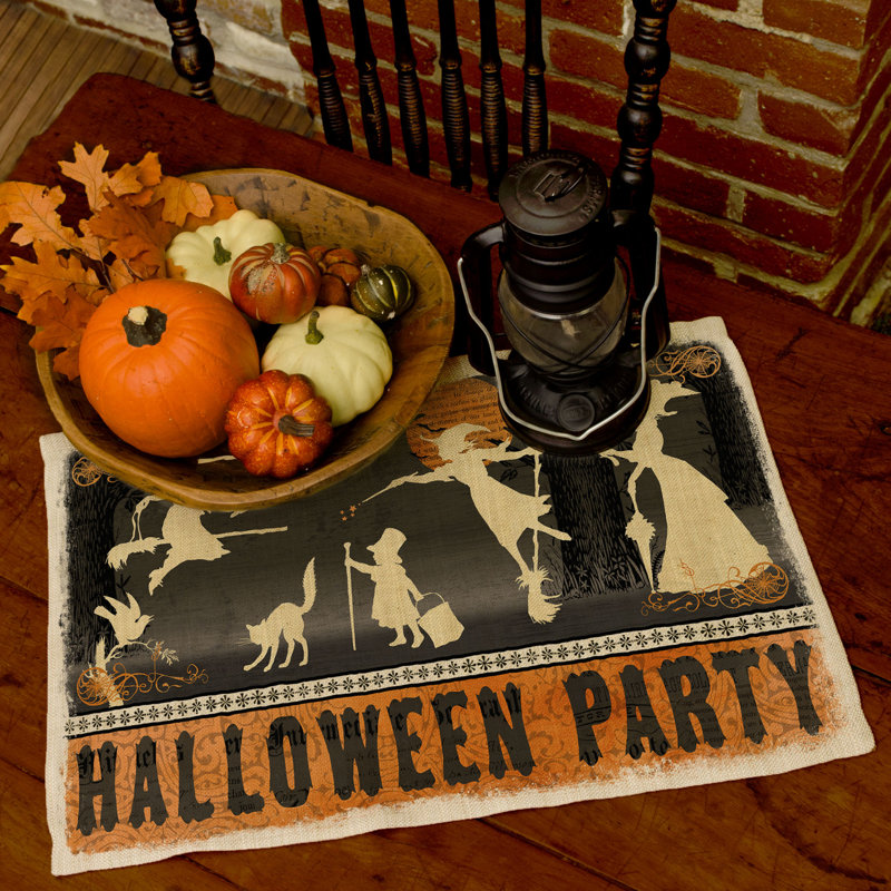 Napperons de 14 po x 20 po Halloween Party (ensemble de 4), naturel