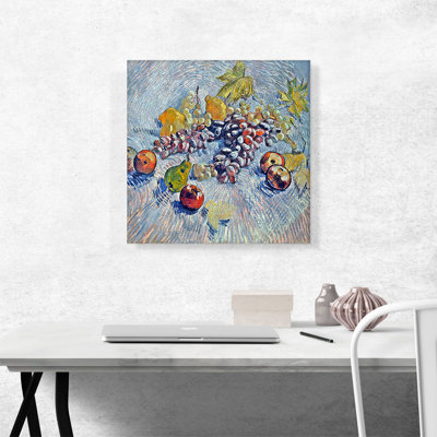 " Still Life With Grapes, Apples, Lemons And Pear 1887 " by Vincent Van Gogh Painting Print