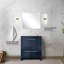 Bleu marine 30 po Meuble-lavabo X 20 avec comptoir en marbre de culture, robinet en nickel brossé et miroir 28 teintes