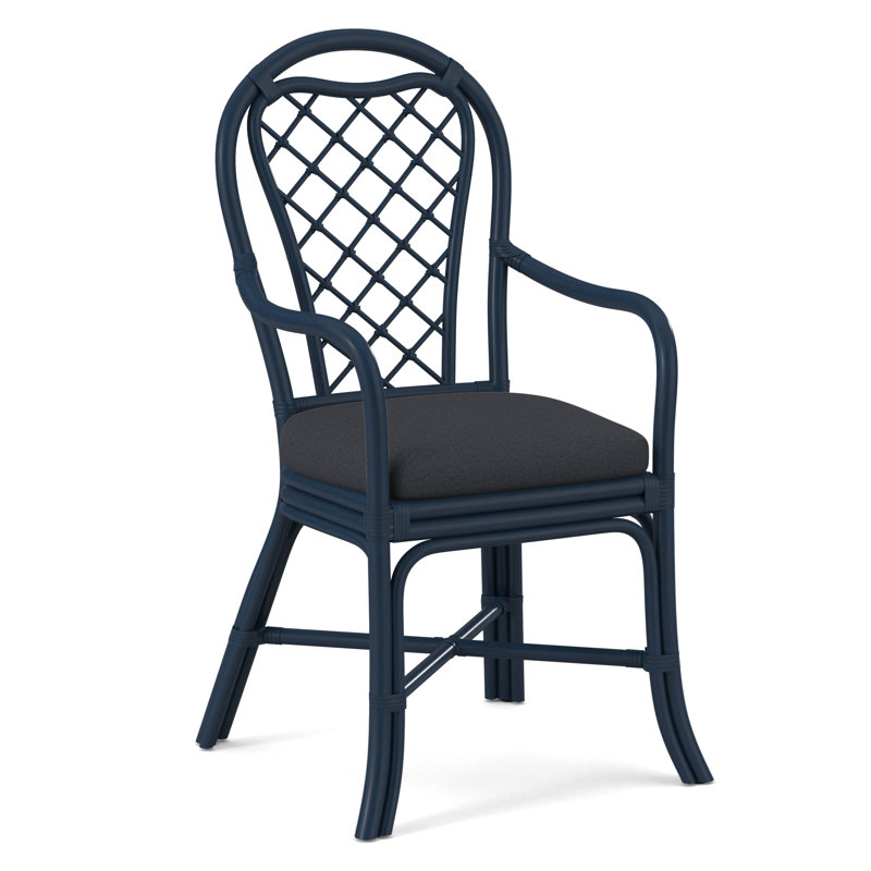 Trellis Dining Arm Chair, Navy, Light Blue Performance Fabric; 0851-55