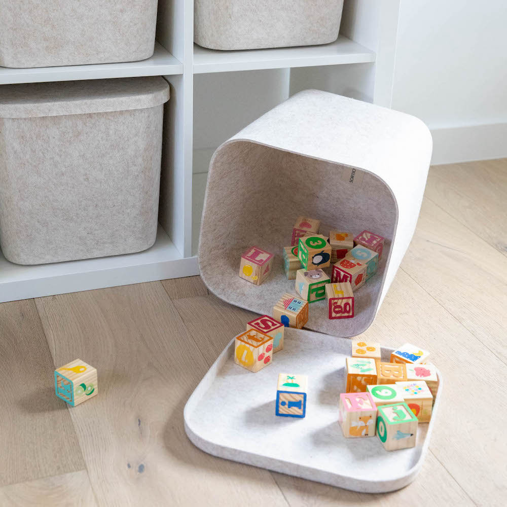Sculpted Felt Wool Storage Bin, Stone