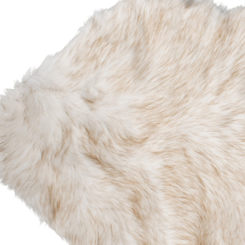 Tapis lavable antidérapant en fausse fourrure brun clair 4 x 6 Leakes, Nouveauté 2 pi x 6 pi