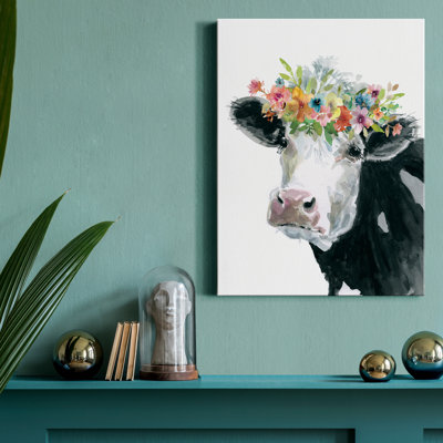 " Flower Crown Cow " Painting Print