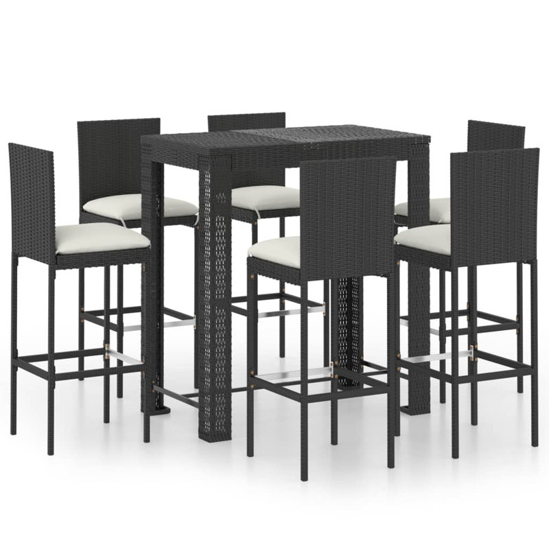 VidaXL Bar Set Metal Frame Material, Black Frame/Cream Cushion