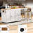 74.8" Kitchen Island With Extendable Dining Table, Kitchen Storage Cart With 3 Drawers, Power Outlet, Rolling Kitchen Island On Wheels With Spice Rack And 2 Door Cabinet