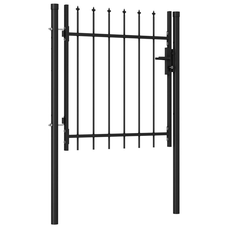 Porte de clôture simple avec couvercle en acier vidaXL 39,4 po x 39,4 po noir, H 39,4 po x l 39,4 po, Dessus Spike