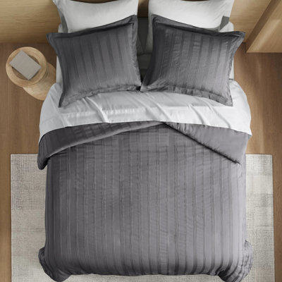Housse de couette entièrement tissée à rayures, soyeuse, idéale pour les dortoirs