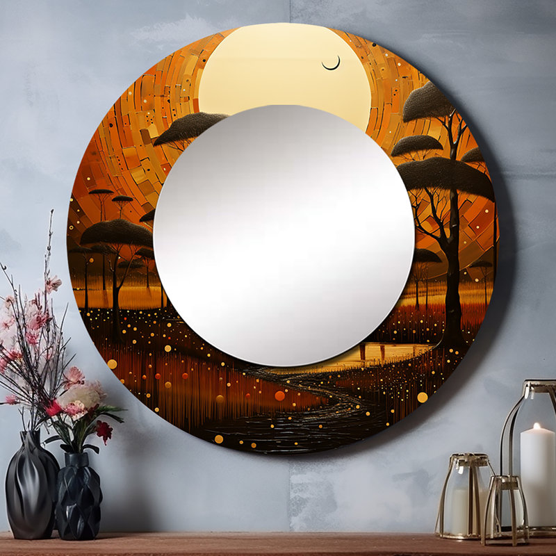 «African Savannah Serenade», art mural africain, miroir mural décoratif, 23 po x 23 po
