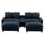 111 po en chenille bleue, double coussin, porte-gobelet, porte-gobelets et grand rangement caché de style américain, avec hublots, repose-pieds amovibles-426451940