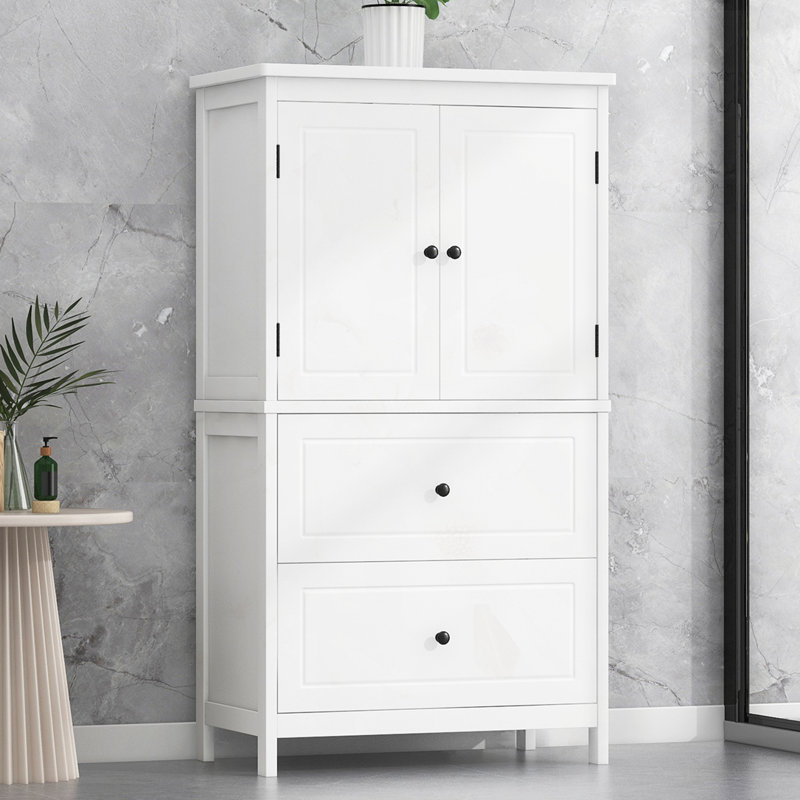 Unité de rangement de salle de bain avec 4 portes, Blanc