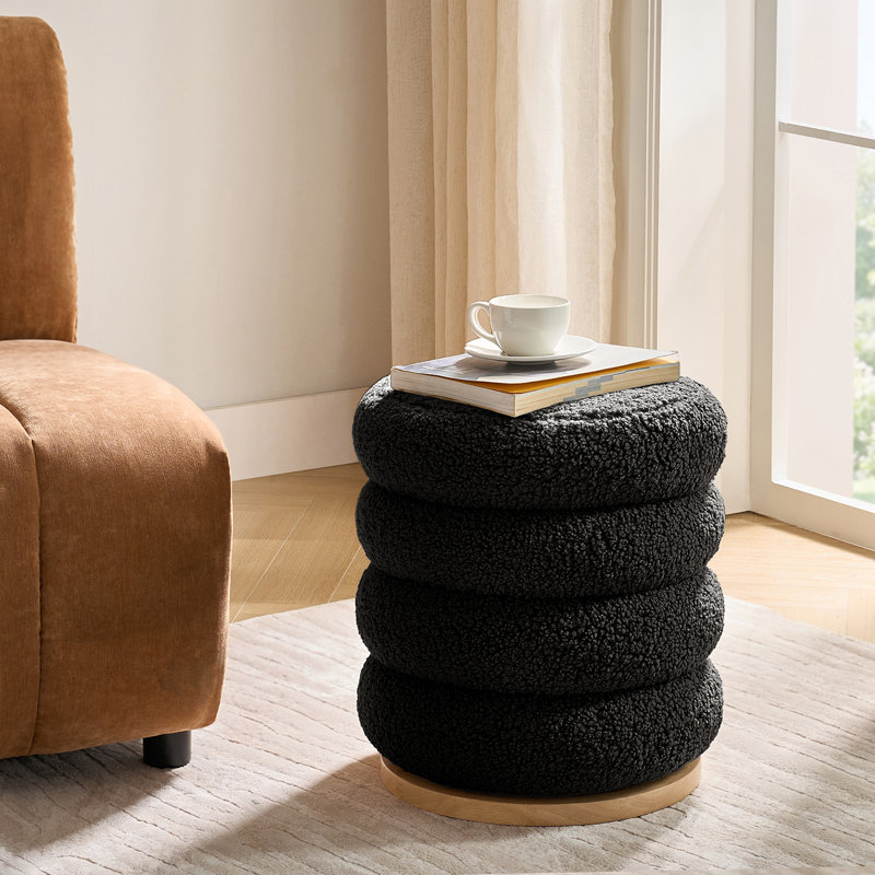 Repose-pieds rond pivotant avec rangement 360 ° Rosa, Noir
