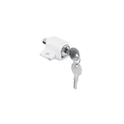 Serrure à clé coulissante FHC U9862 - à enfoncer, boîtier en métal avec boulon en acier, largeur de 1-3 / 4 po, serrure à clé Y-13, finition blanche, paquet de 1