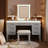 Makeup Vanity Desk with Light Mirror, 7 Drawers and Cushioned Stool-1792721508