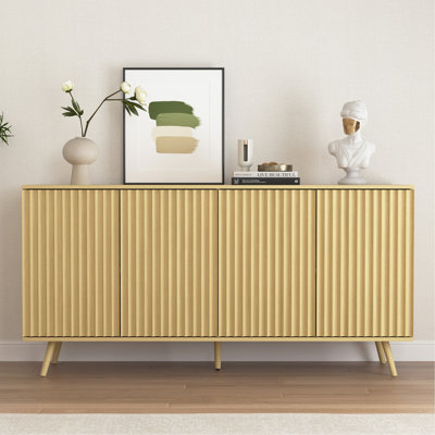 Buffet buffet avec rangement, buffet long avec 4 portes, console en bois avec tablettes réglables pour le salon, la cuisine, la salle à manger et la salle à manger