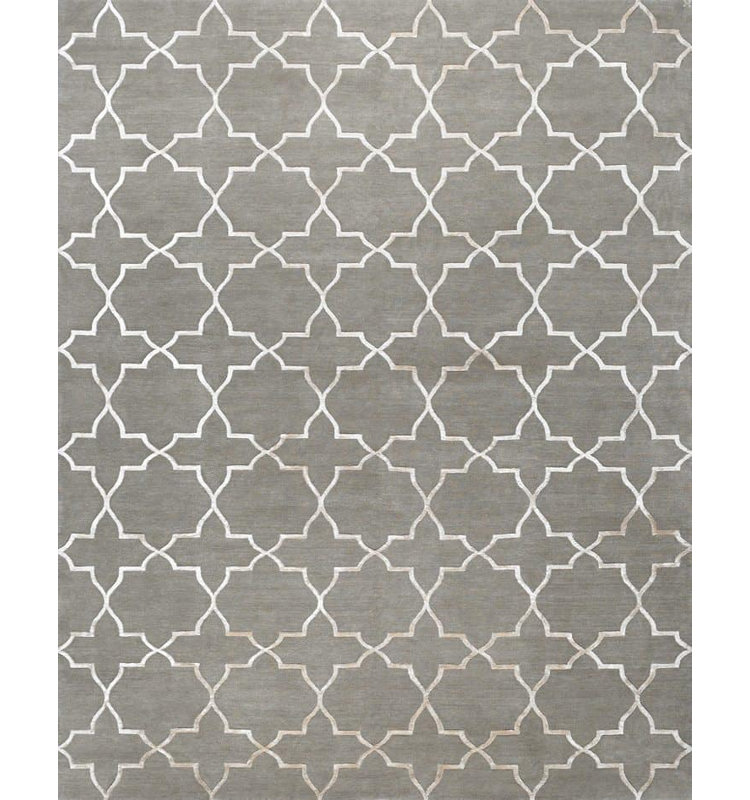 Alhambra Hand Knotted Geometric Area Rug in Gray, Rectangle 12' x 16'