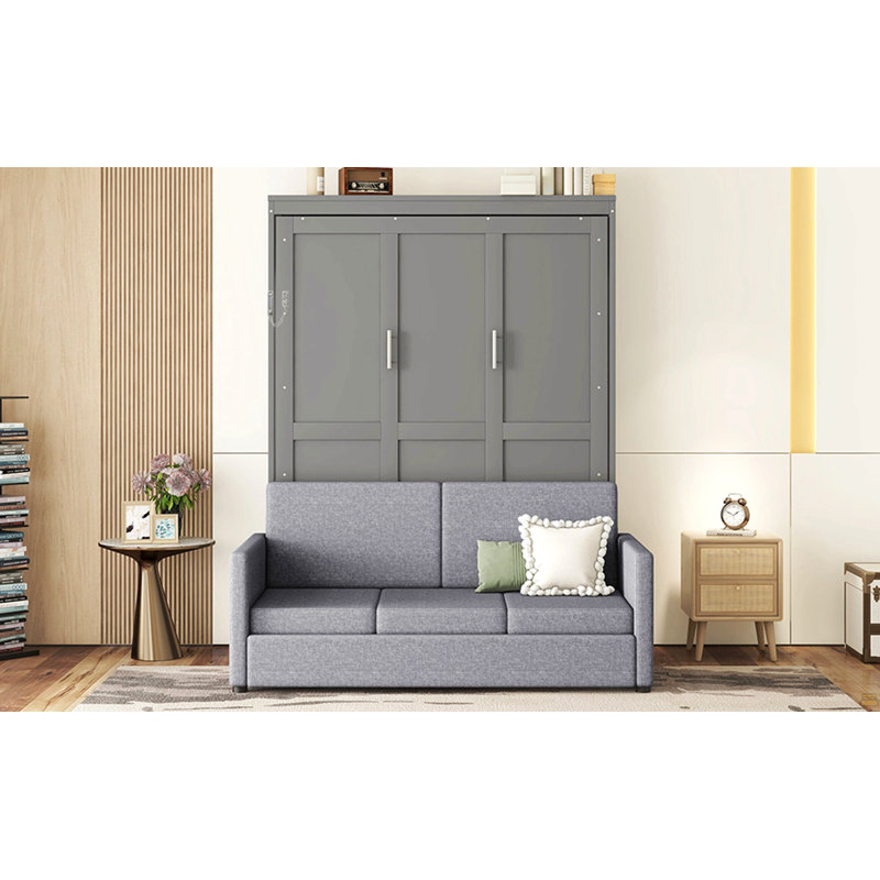 Grand lit escamotable mural avec coussin