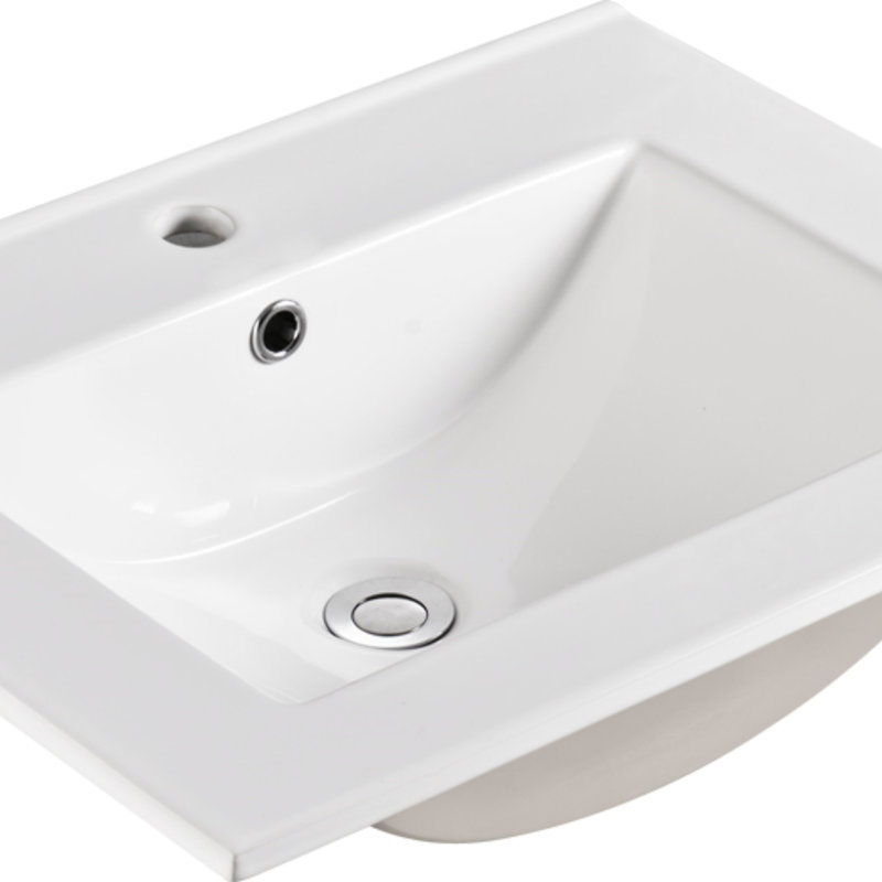 Plateau de meuble-lavabo en céramique 24 po, P 24 po x l 18,3 po x H 6,7 po (seulement le lavabo), Blanc