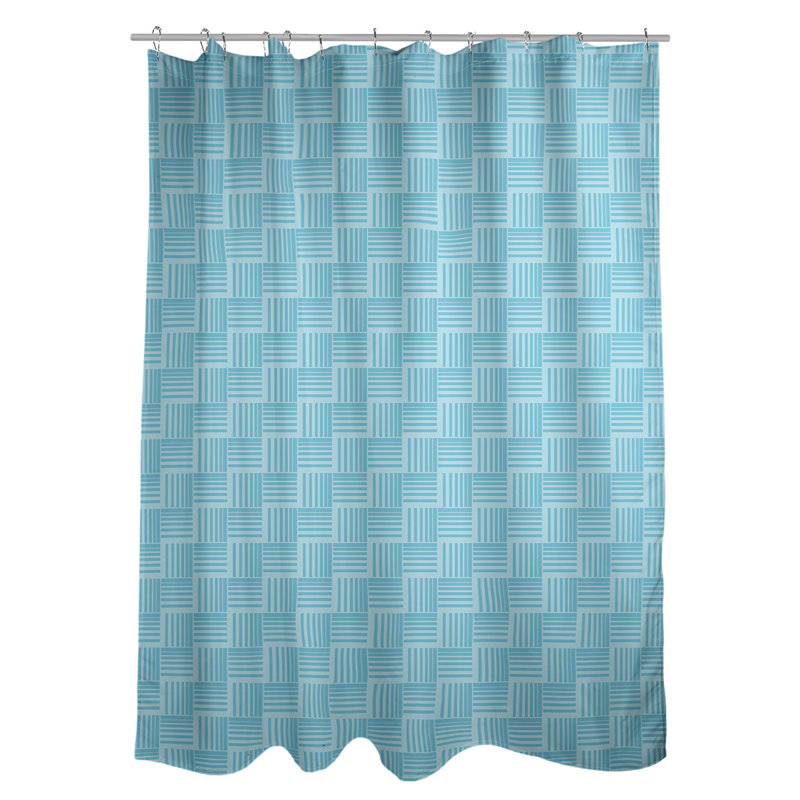 Rideau de douche simple basketweave rayures classic, Pervenche