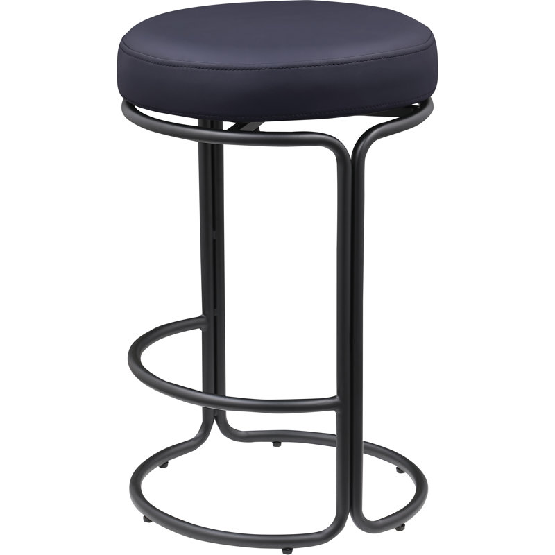 Tabouret de comptoir pivotant 26,5 po Skyelee, Cuir végétalien noir